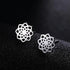 2 Pairs Titanium Steel Black Silver Lotus Mandala Flower Men Women Stud Earrings